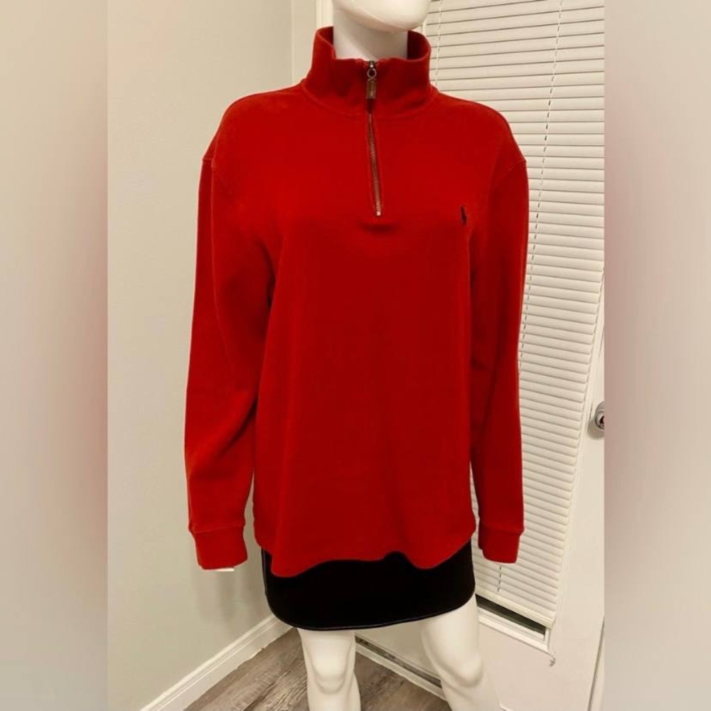 Polo Ralph Lauren Crimson Red Zip-Up Cozy Sweater Sz L